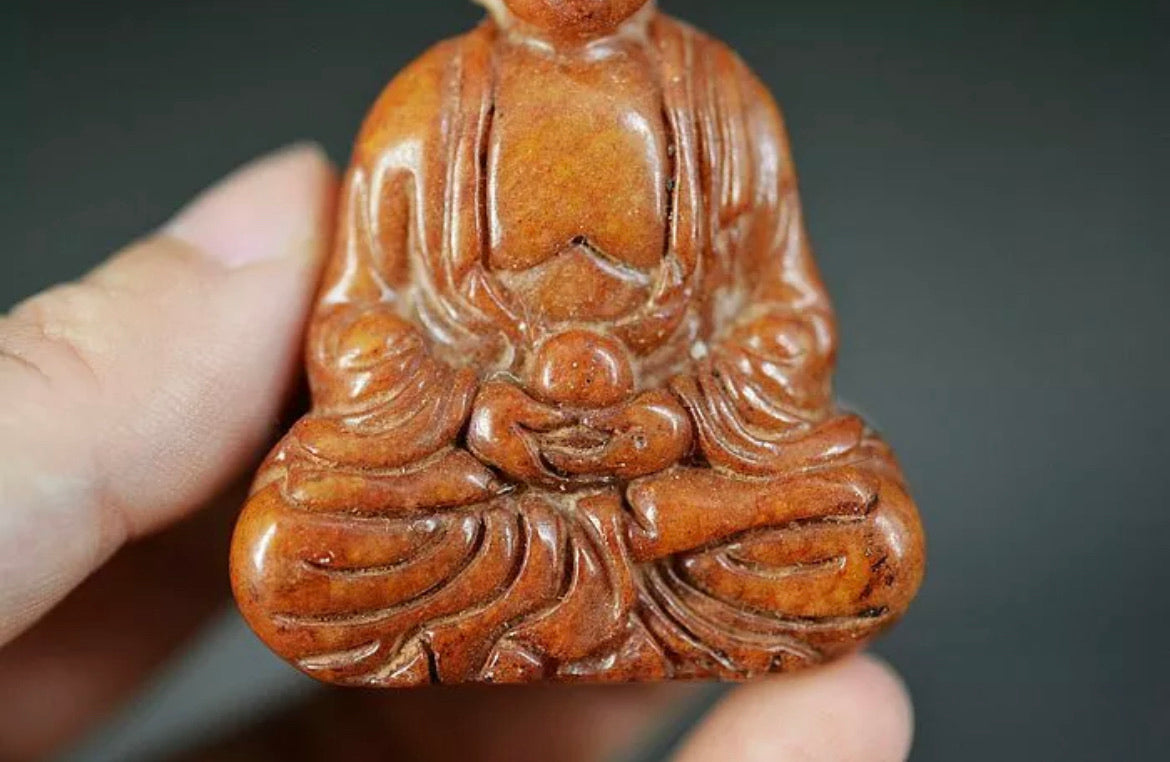 Natural Brownish Red Jade Buddha Figurine