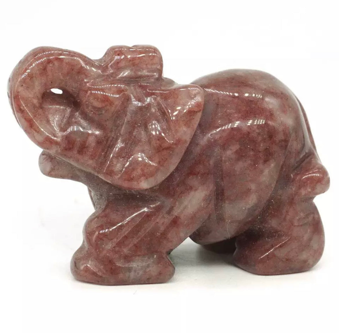 Natural Strawberry Quartz gemstone carved Elephant