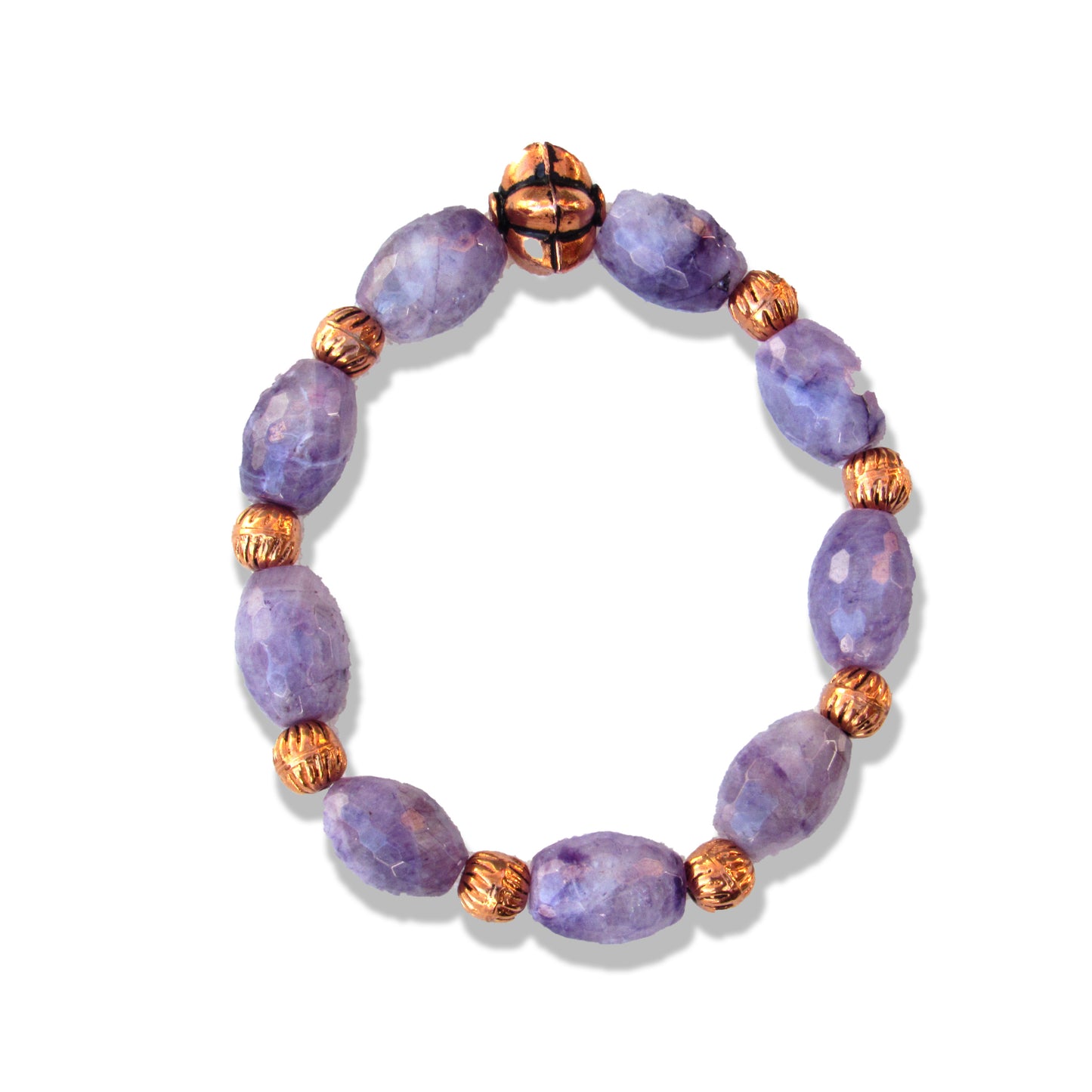 Charoite gemstone and Copper beaded Stretch bracelet