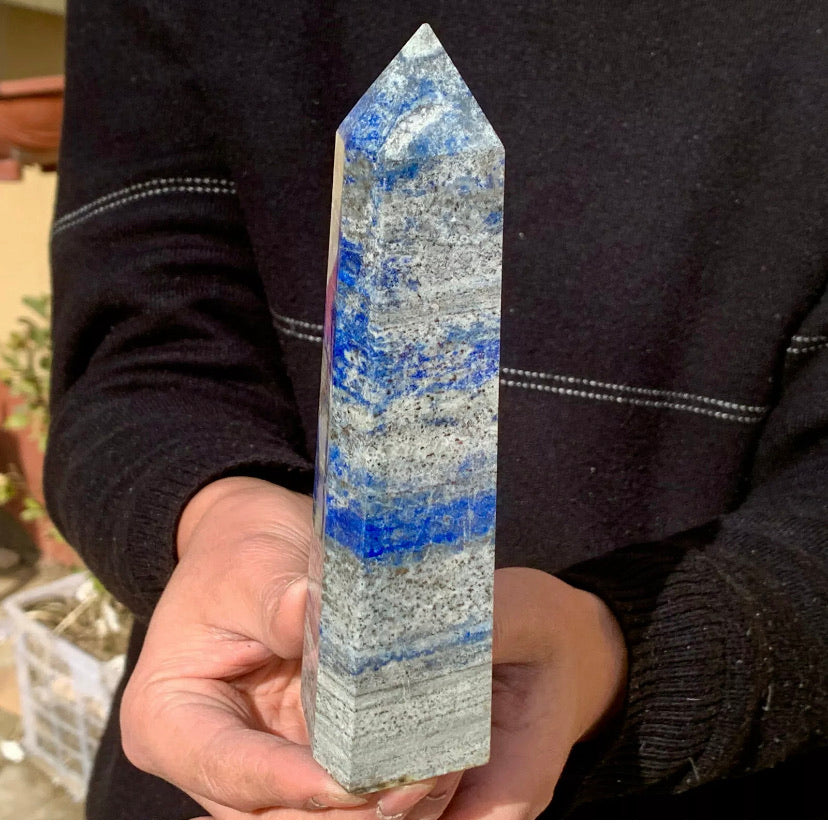 Natural Rock Lapis Lazuli Gemstone Quartz Crystal Stone Tower Point Obelisk