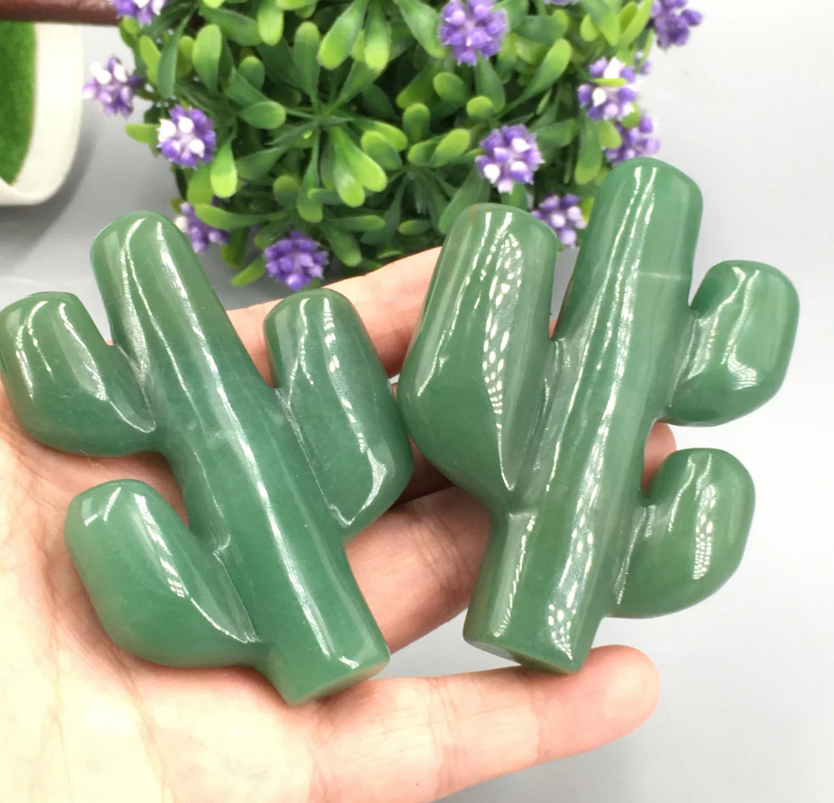 Natural Aventurine Cactus Carved gemstone Crystal