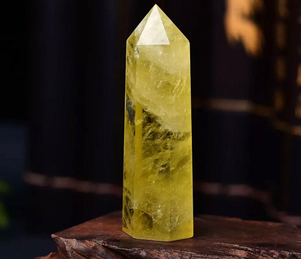 Natural Yellow Citrine gemstone Healing Obelisk Wand