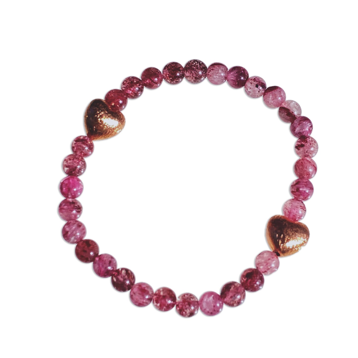 Strawberry Quartz and Copper Heart Bracelet