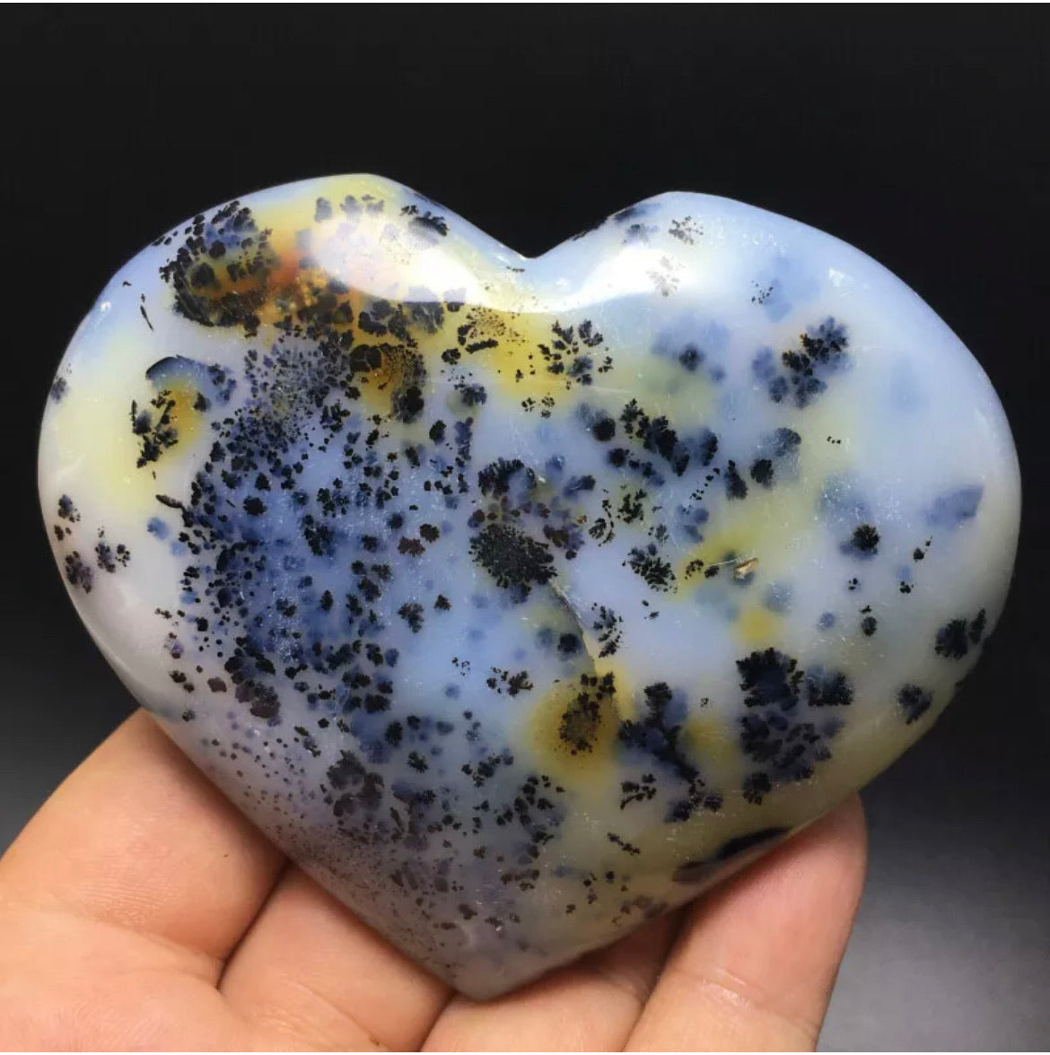 Natural Rare Aquatic Agate Large Heart