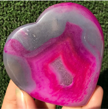 Pink Agate Geode Heart