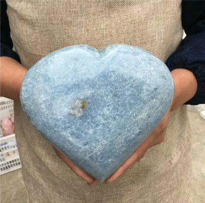 Natural blue calcite gemstone quartz Heart