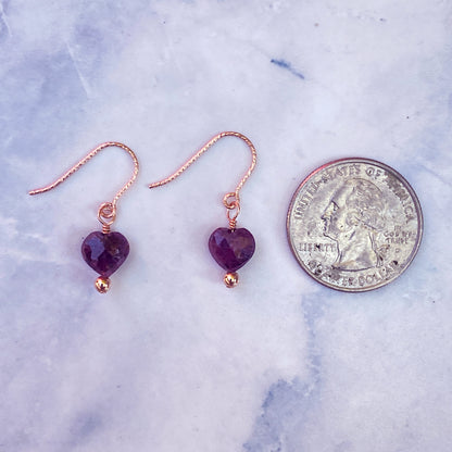 Ruby gemstone Heart Earrings