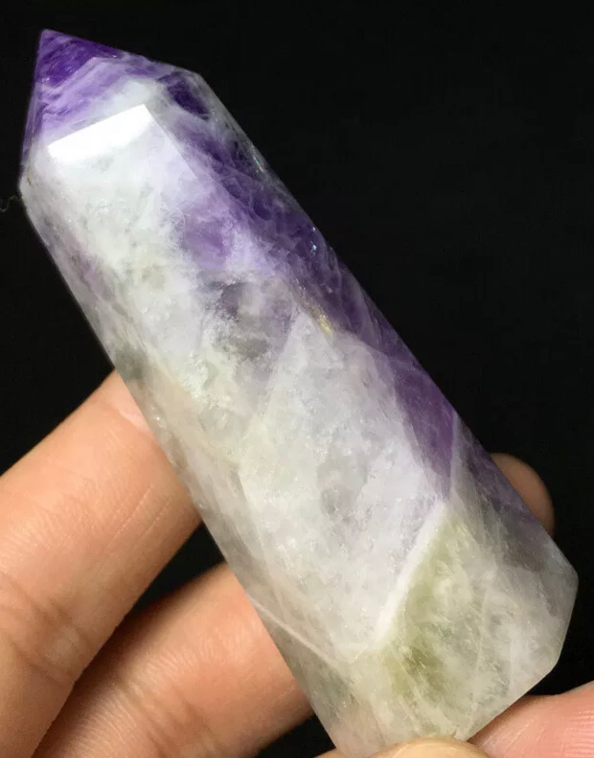 Natural amethyst gemstone towerpoint wand