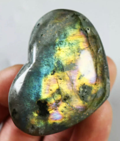 Natural Labradorite Heart Polished Rock Quartz Crystal Love Healing