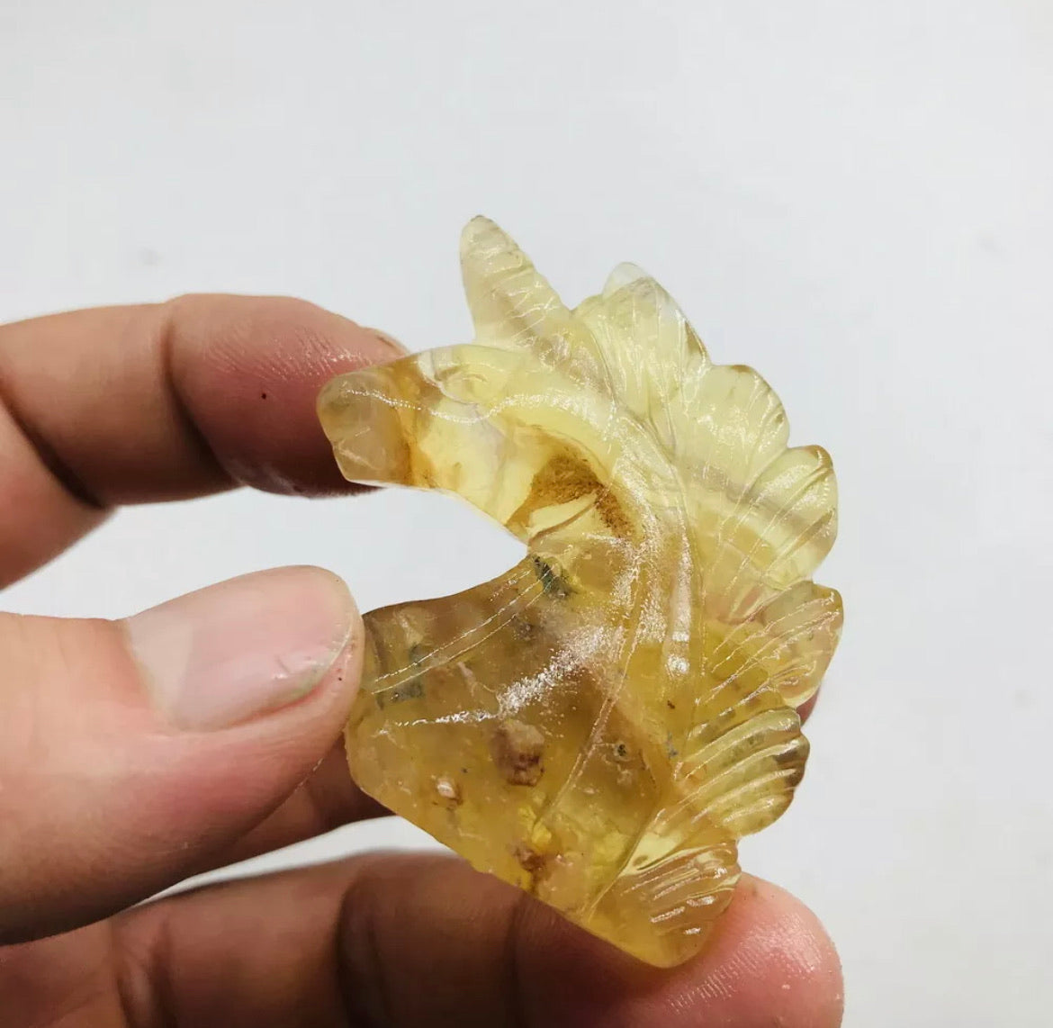 Natural Yellow Fluorite gemstone carved Unicorn