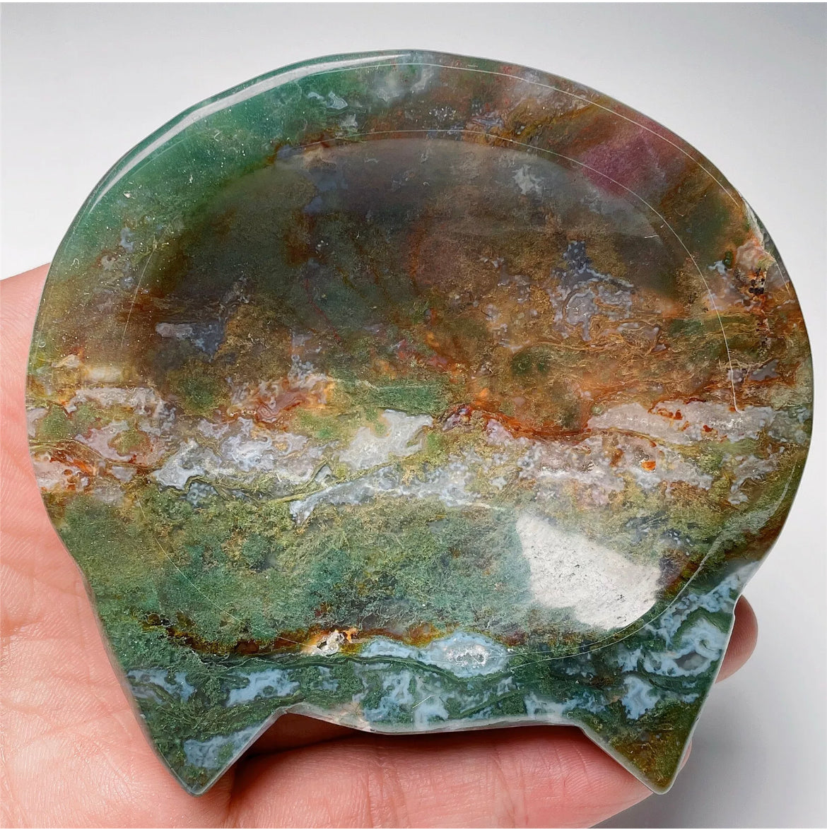 Natural Red Moss Agate Jewelry Dish