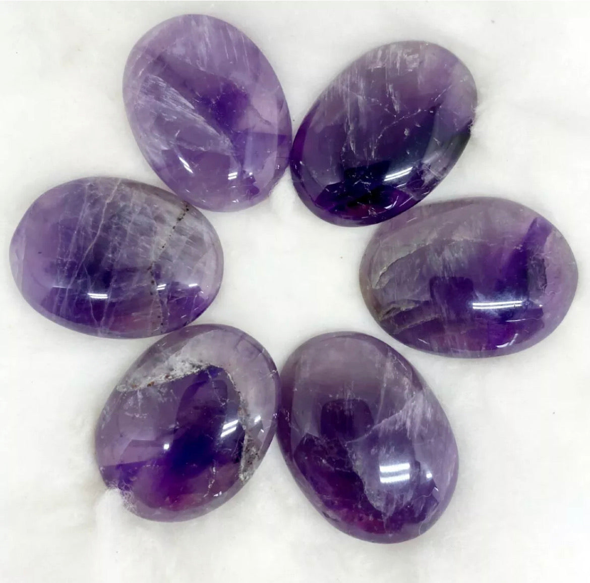 Natural Amethyst gemstone Palm Worry Stone