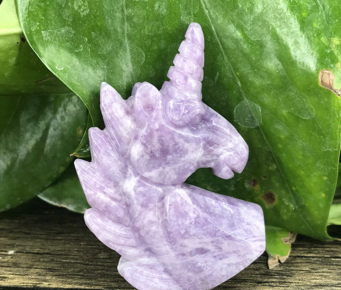 Natural Ussungite purple gemstone carved Unicorn