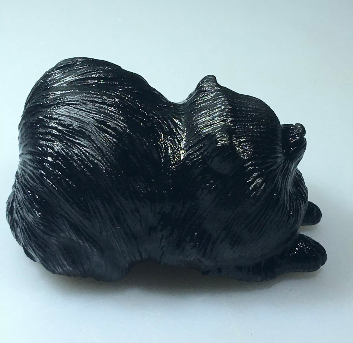 Chow dog Carved Natural Black Obsidian gemstone