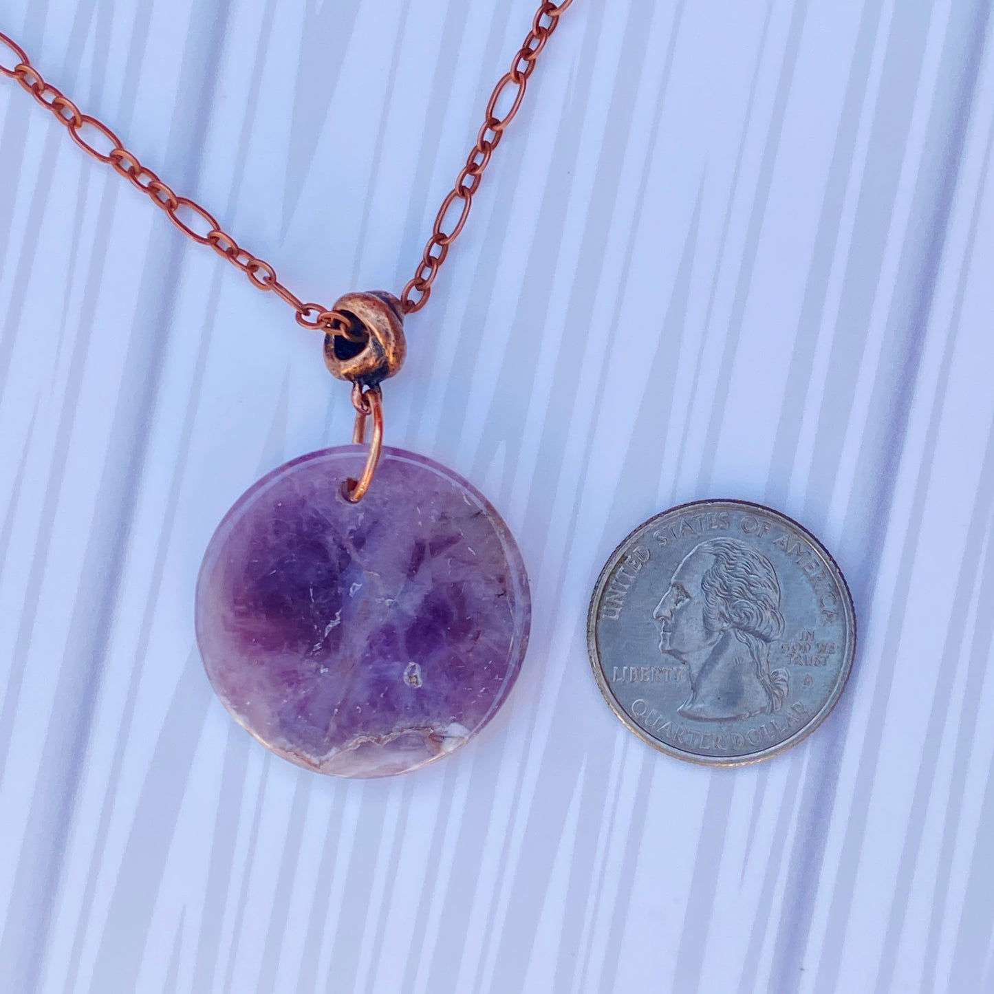 Amethyst Full Moon Necklace on Copper Chain