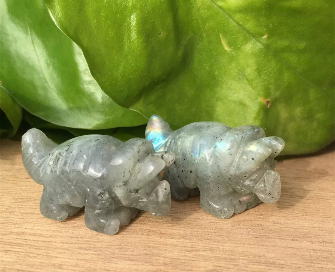 Natural Labradorite Crystal Dinosaur Figurine