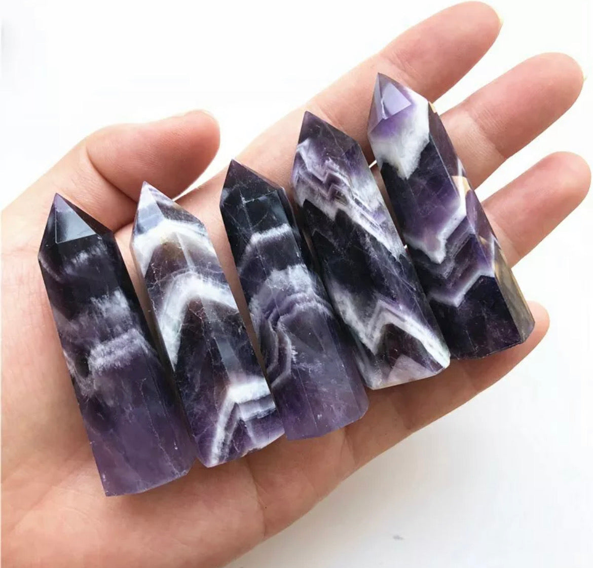 Natural Rock Dream Amethyst Quartz Crystal Point Wand Healing Stone Gift