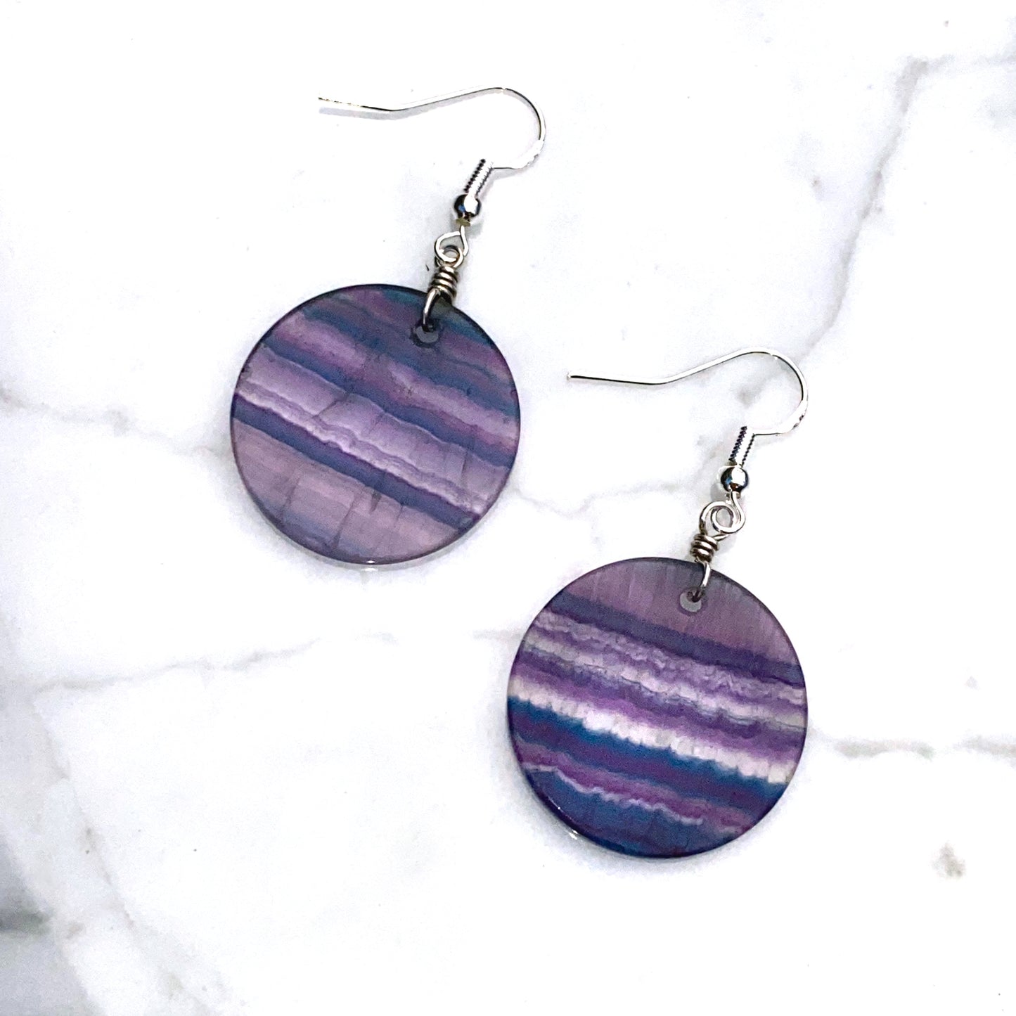 Rainbow Fluorite Gemstone & Sterling Silver Drop Earrings