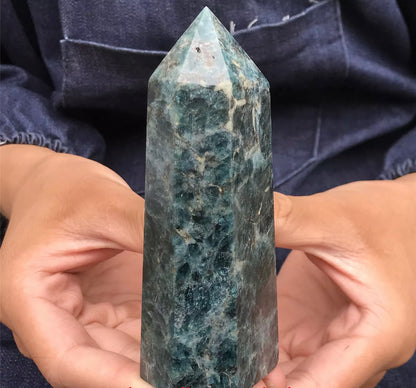 Natural Blue Apatite gemstone Tower Point Obelisk