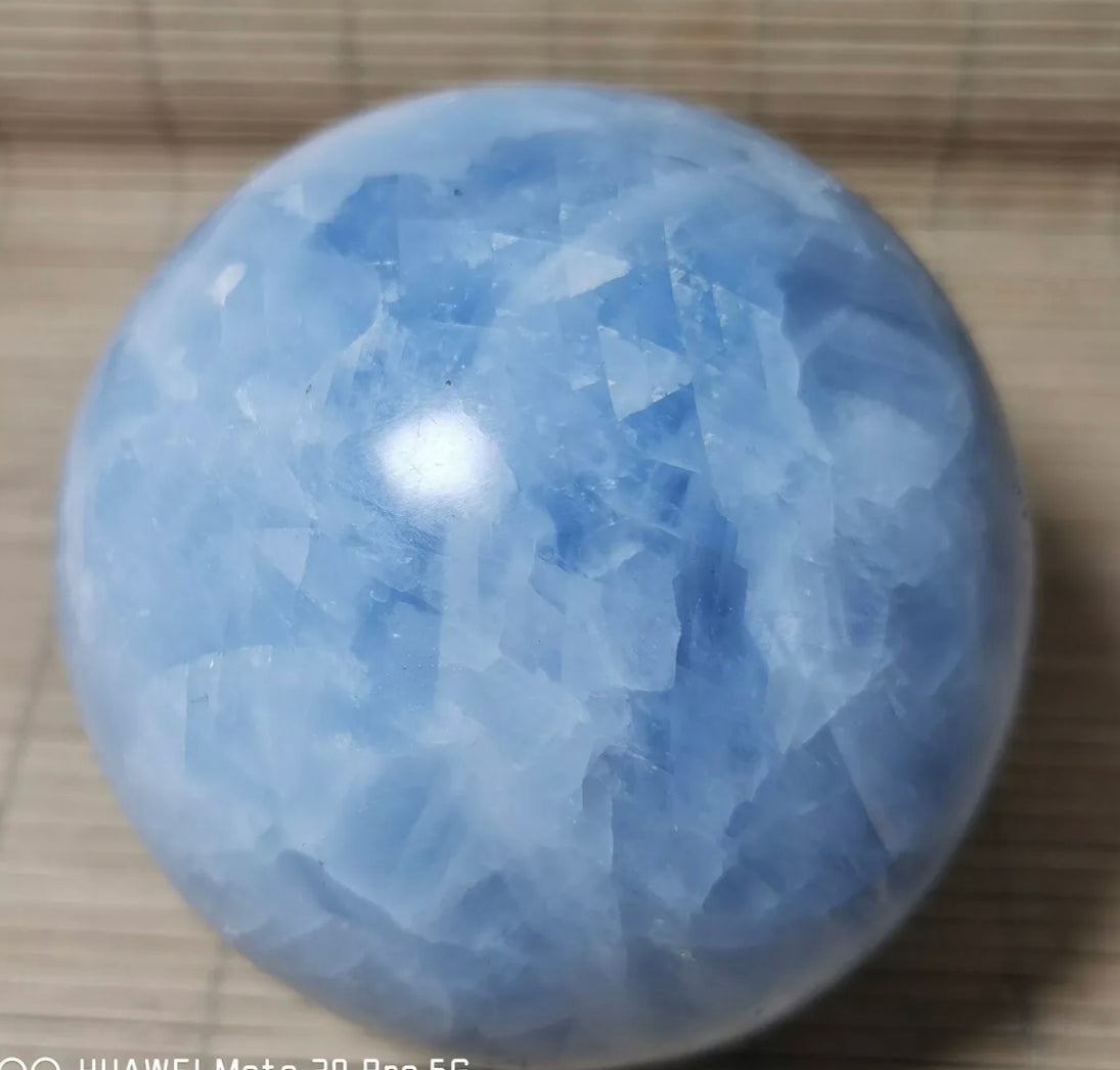 Natural Blue Calcite Gemstone Crystal Sphere