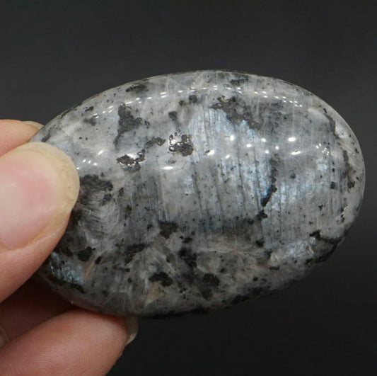 Natural Larvikite aka Black Labradorite Palm Stone