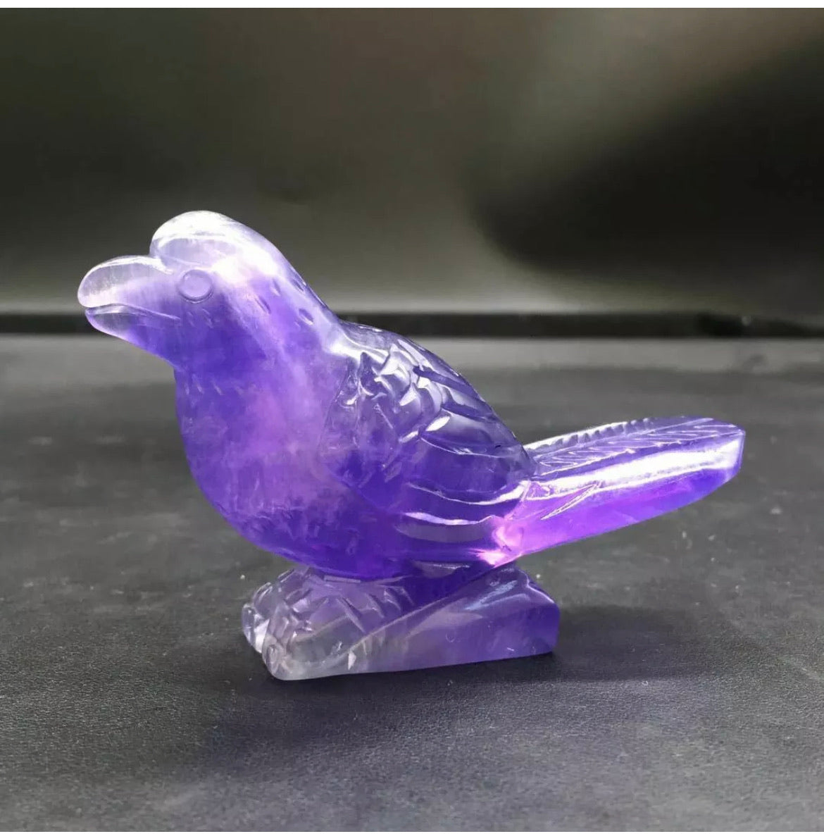 Natural Purple Blue Fluorite Bird Figurine