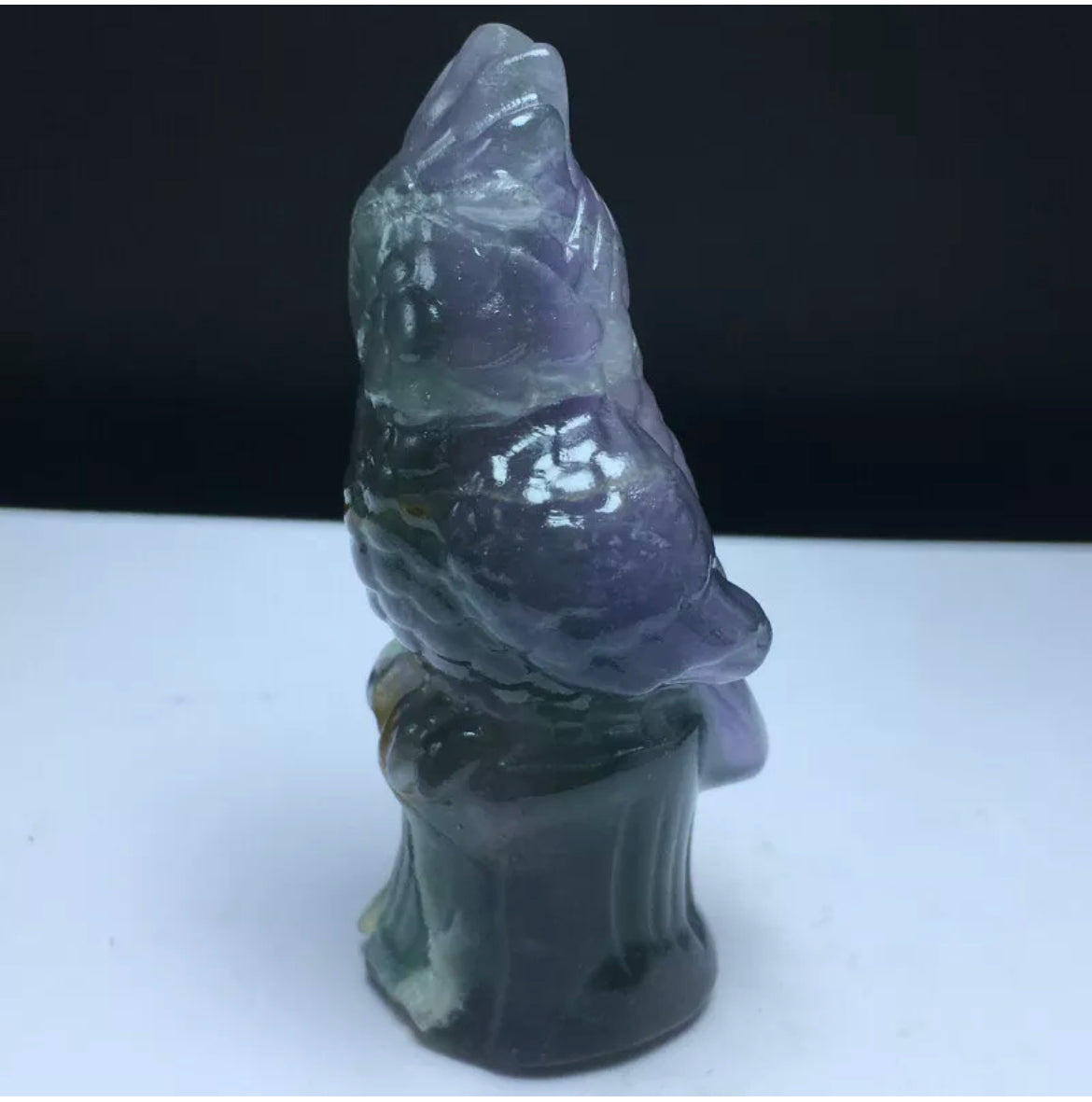 Fluorite gemstone carved Parrot Figurine