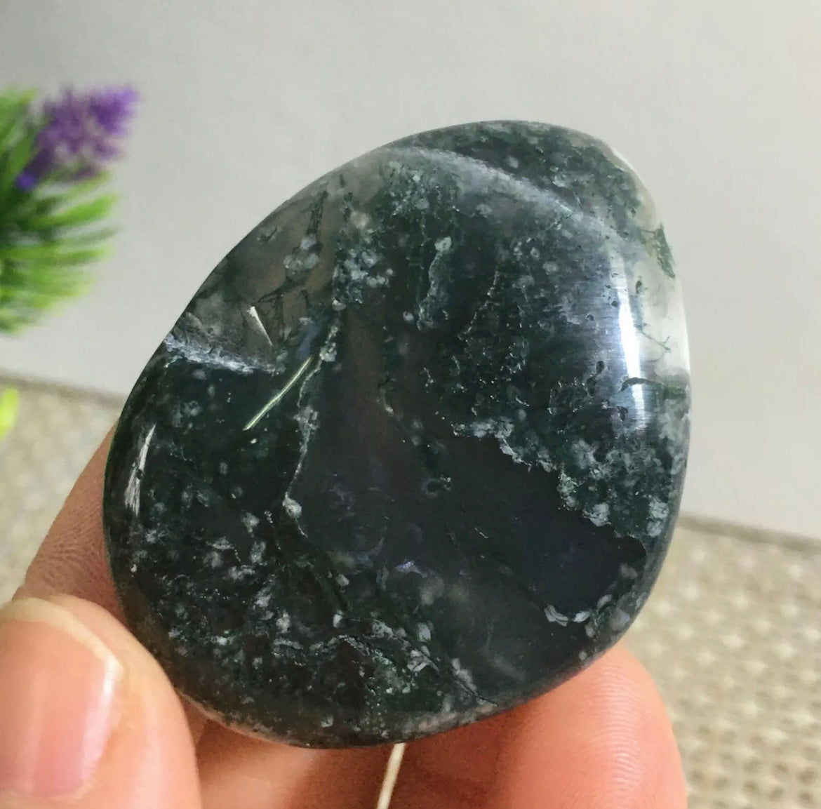 Natural Free Form Moss Agate Gemstone Semiprecious Rock