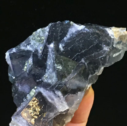 Natural Translucent Blue Trapezoidal Fluorite Pyrite Collectors Piece