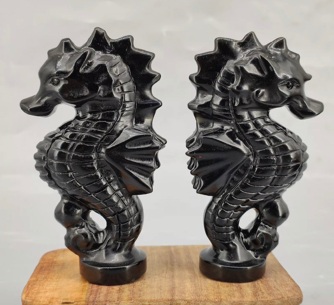 Natural Black Obsidian Seahorse