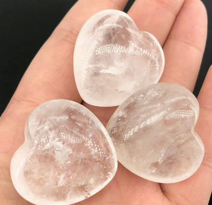 Natural Clear Quartz Hearts