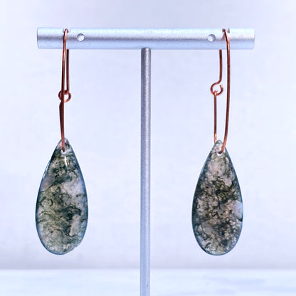 Green Moss Agate gemstone on Genuine Copper Earrings