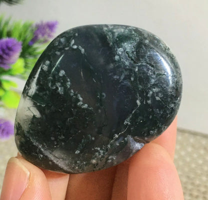 Natural Free Form Moss Agate Gemstone Semiprecious Rock