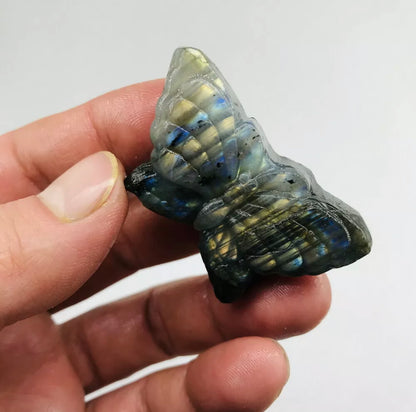 Natural labradorite crystal Hand-carved butterfly