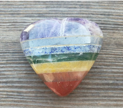 LARGE NATURAL Rainbow STONE GEMSTONE PUFFY HEART