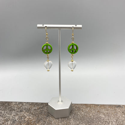 Peace and Hearts Gemstone Earrings