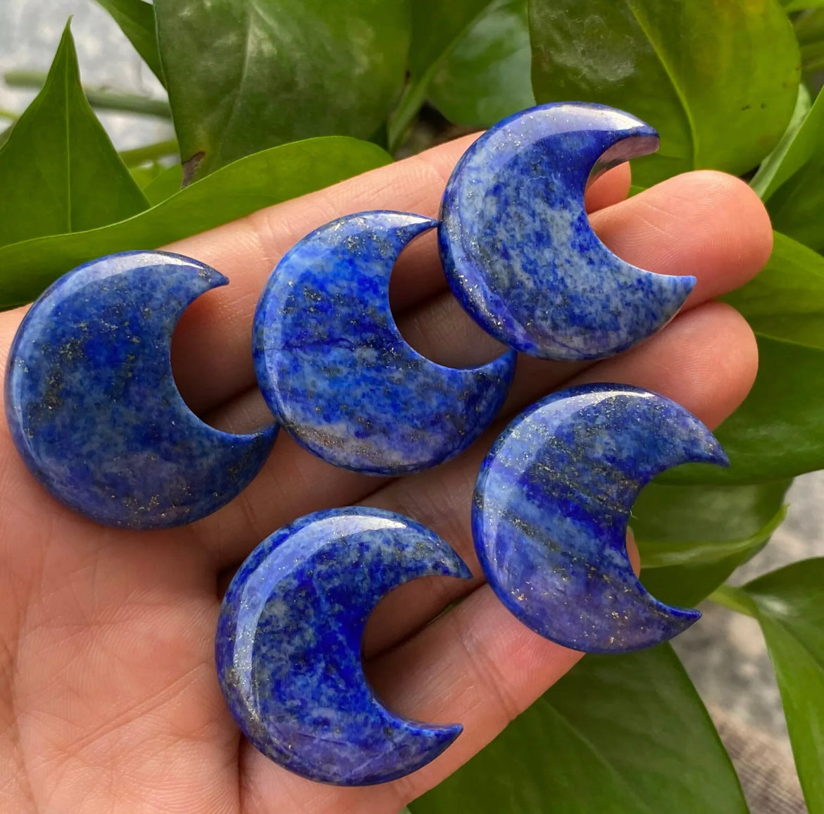 Natural Lapis lazuli gemstone crystal polished moon