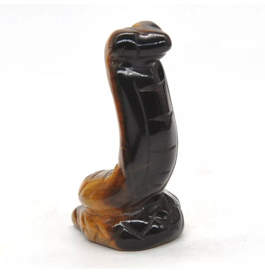 Natural Tiger Eye Crystal Snake Figurine