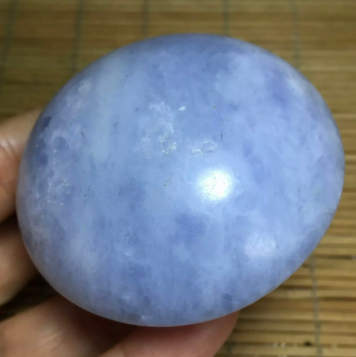 Natural Blue Celestite gemstone palm massage stone