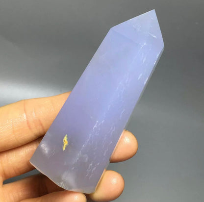 Natural Blue Chalcedony gemstone tower point obelisk