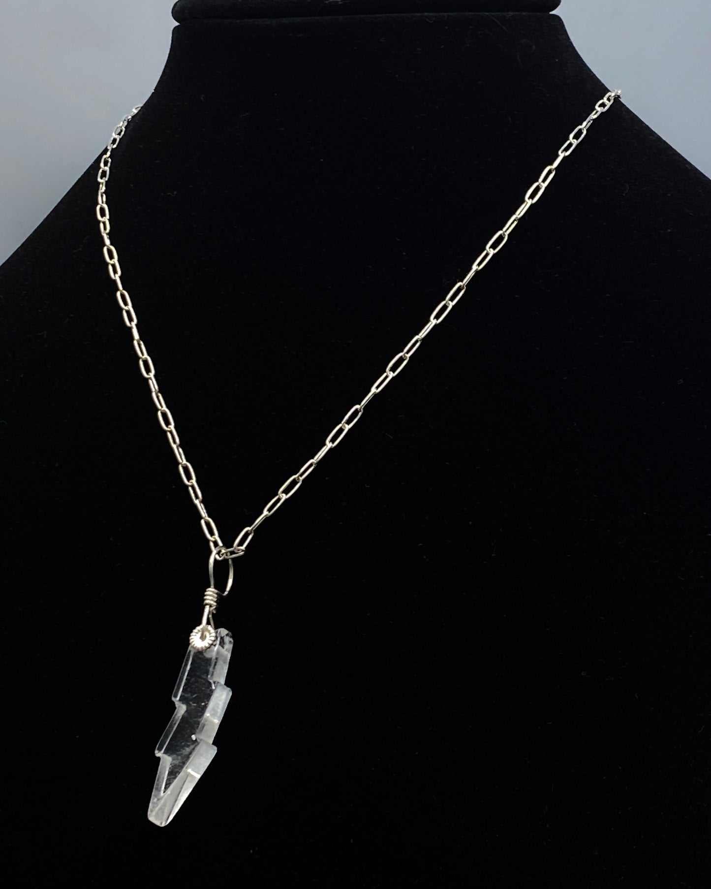 Quartz gemstone Bolt on sterling silver Necklace