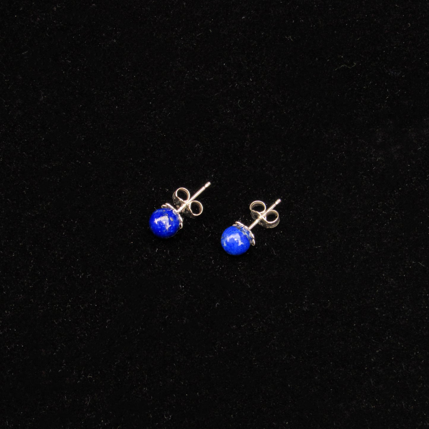 Lapis Lazuli Gemstone and Sterling Silver Stud Earrings