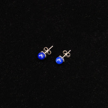 Lapis Lazuli Gemstone and Sterling Silver Stud Earrings