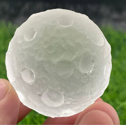 Natural Quartz gemstone cratered moom sphere