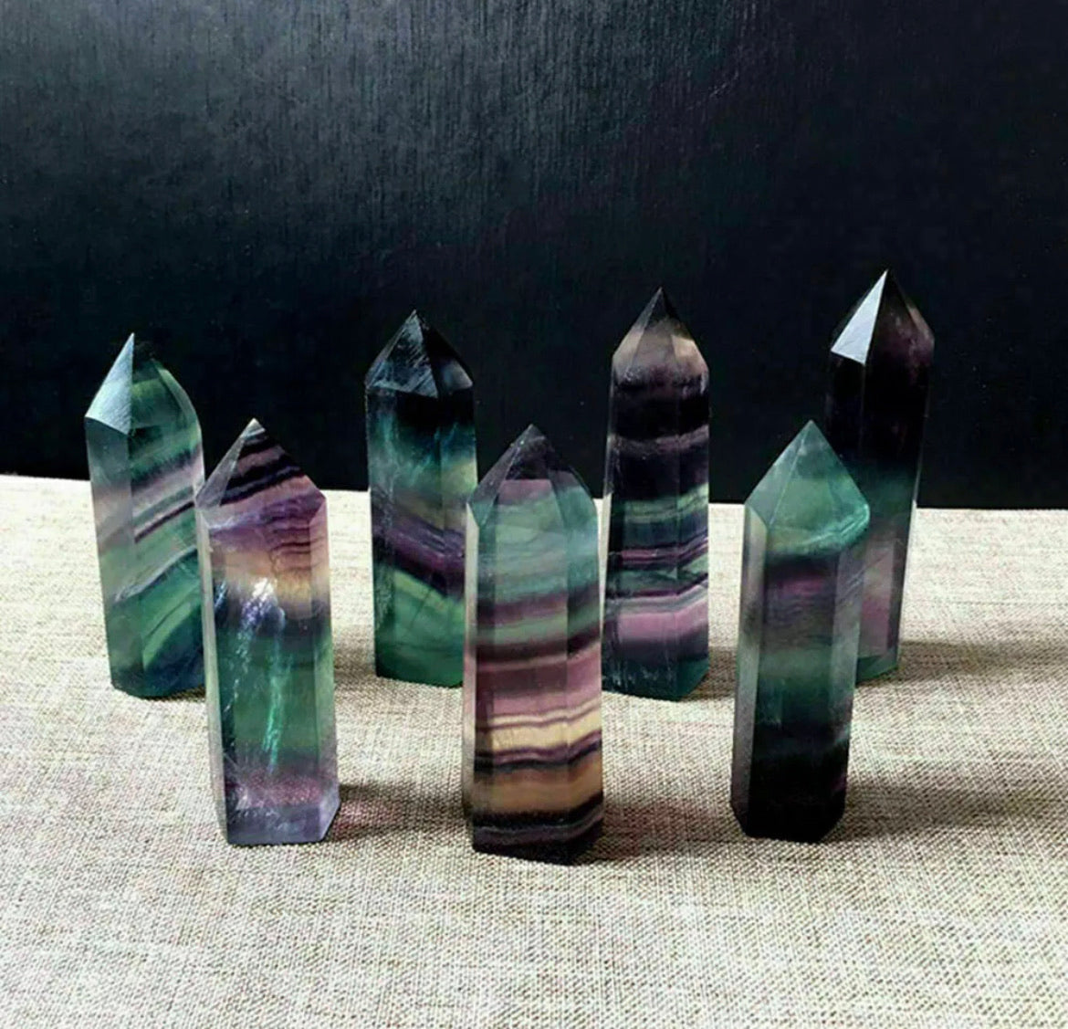 Colorful Natural Rainbow Fluorite Quartz gemstone Crystal Wand