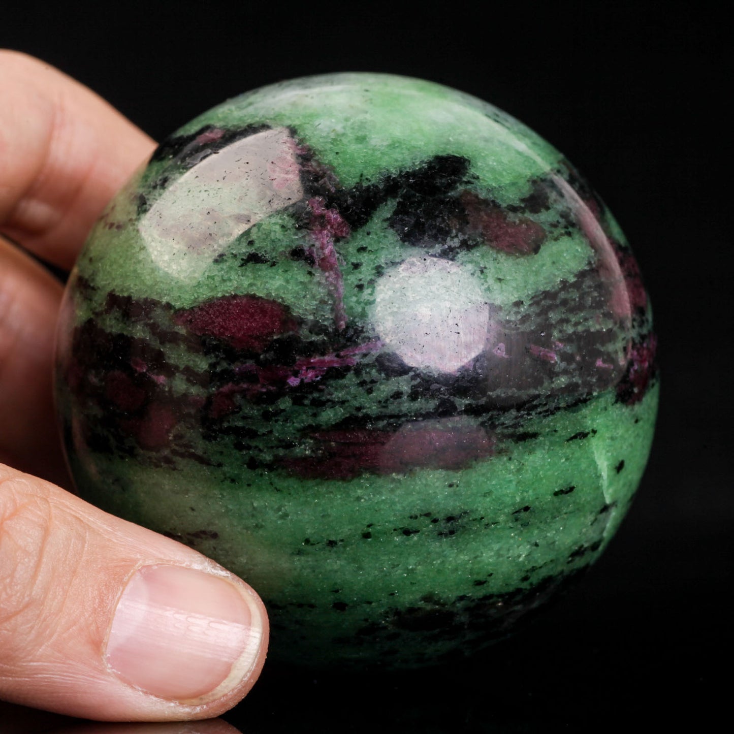 Natural Ruby zoisite crystal ball semiprecious sphere gemstone reiki healing