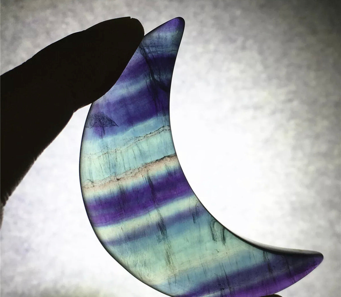 Rainbow Fluorite Crescent Moon