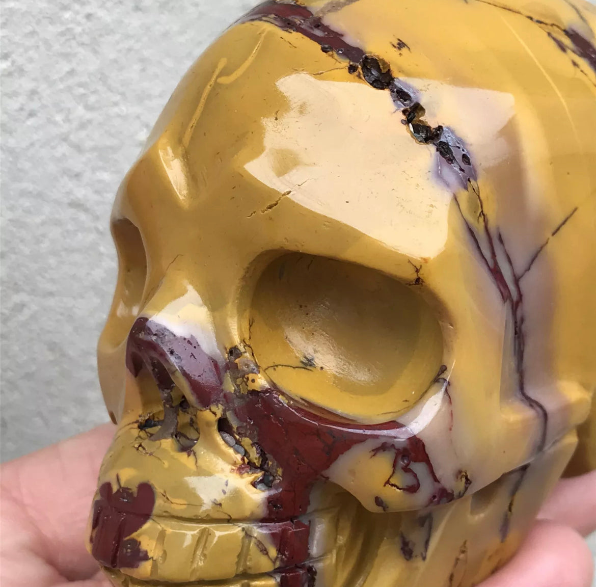 Natural Mookaite Jasper gemstone Carved Skull Crystal