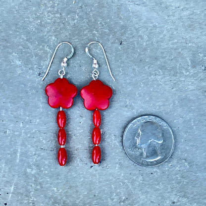 Howlite Flowers and Gemstone Earrings