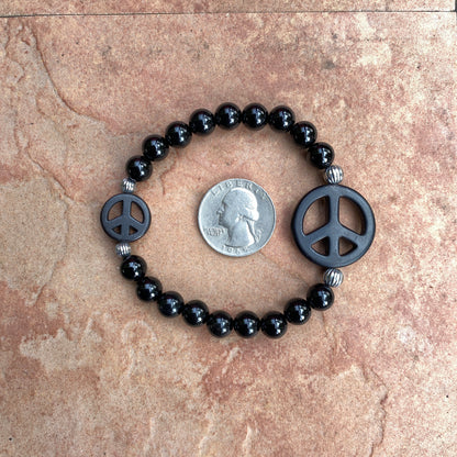 Gemstone Peace sign bracelets with Sterling Silver accents